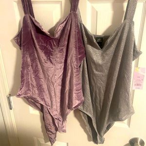 Set of 2 - Wild Fable Bodysuits Purple & Silver sparkle - XXL - NEW with tags!